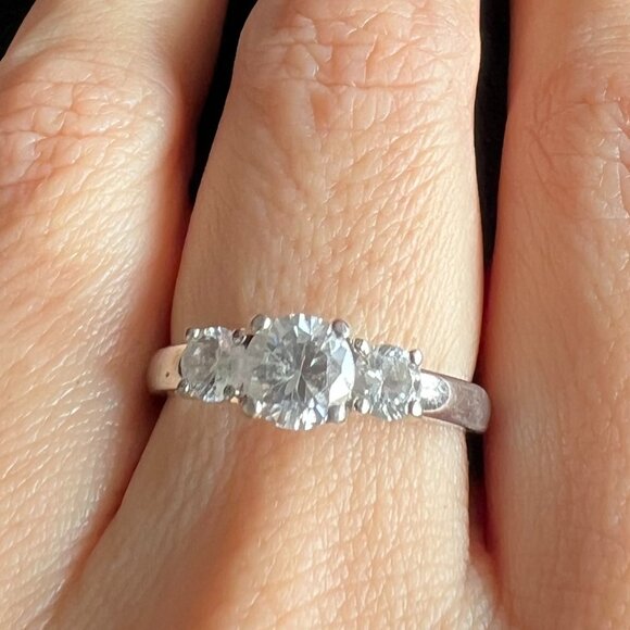 Sterling Silver 3-Stone QZ Ring - Picture 1 of 9